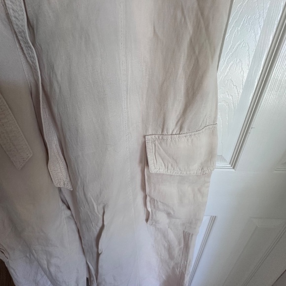 MARKS & SPENCER  Linen Blend Wide leg Cargo Pants - Ivory - US16 / UK 20 - Picture 3 of 7